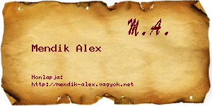 Mendik Alex névjegykártya
